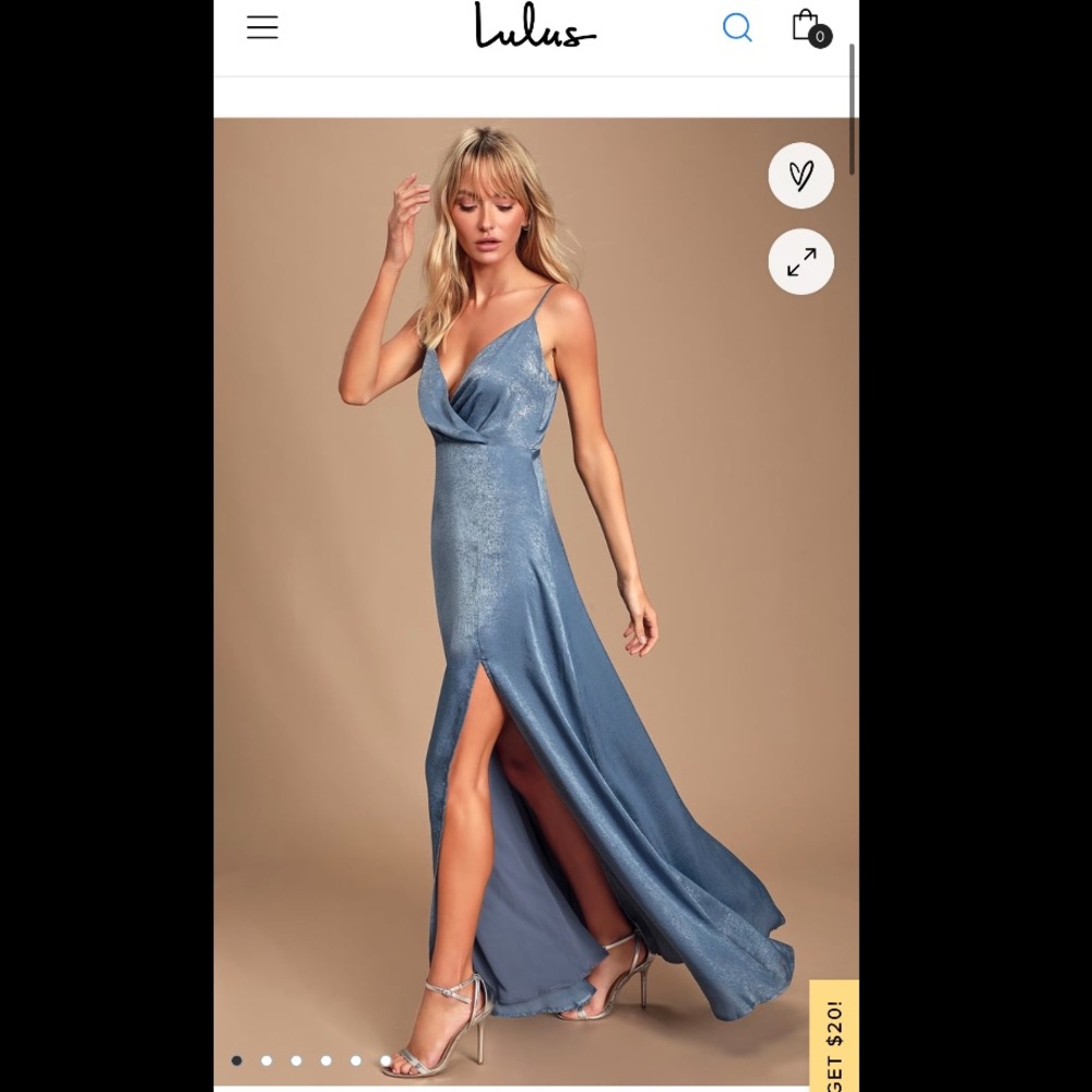 Lulu's Constantine Slate Blue Satin Maxi Dress